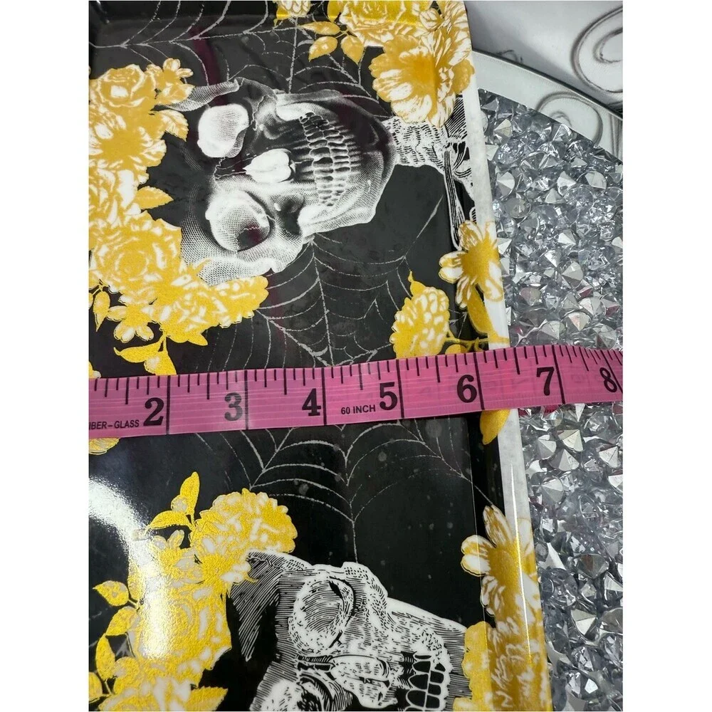 Plate serving tray skulls sugar Skull Floral Clutch in Black and Yellow